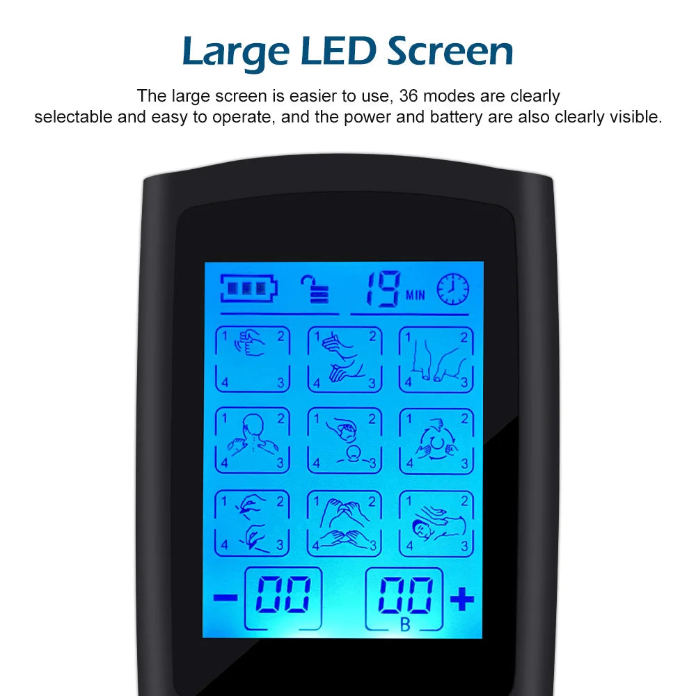 Electric Stimulation Massager Muscle EMS Therapy Pain Relief Adjustable Lightweight LCD Display