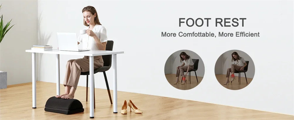 Under Desk Foot Rest Adjustable Height Memory Foam Foot Stool for Office Chair & Gaming Chair, Back & Hip Pain Relief