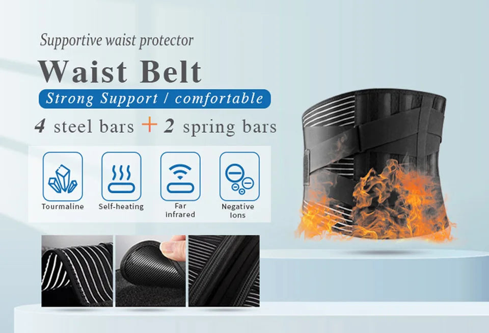 Back Brace Waist Belt Lower Back Pain Relief Breathable Anti-skid Spine Lumbar Support Belt