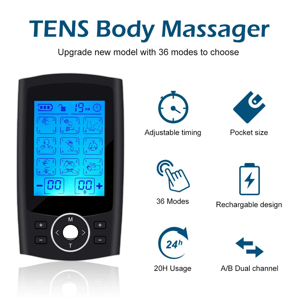 Electric Stimulation Massager Muscle EMS Therapy Pain Relief Adjustable Lightweight LCD Display