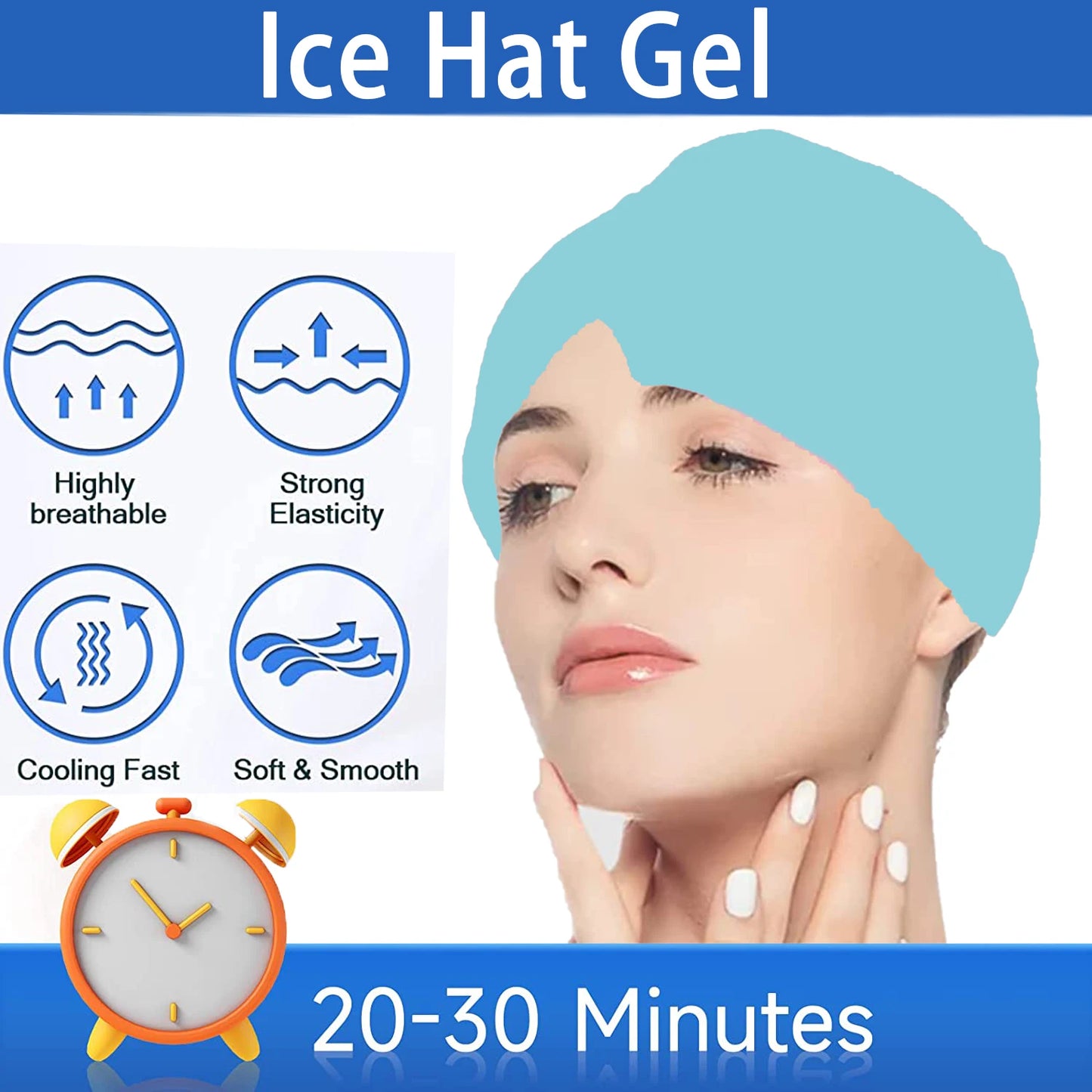 Form Fitting Gel Ice Headache Migraine Relief Hat Cold Compress Therapy Cap