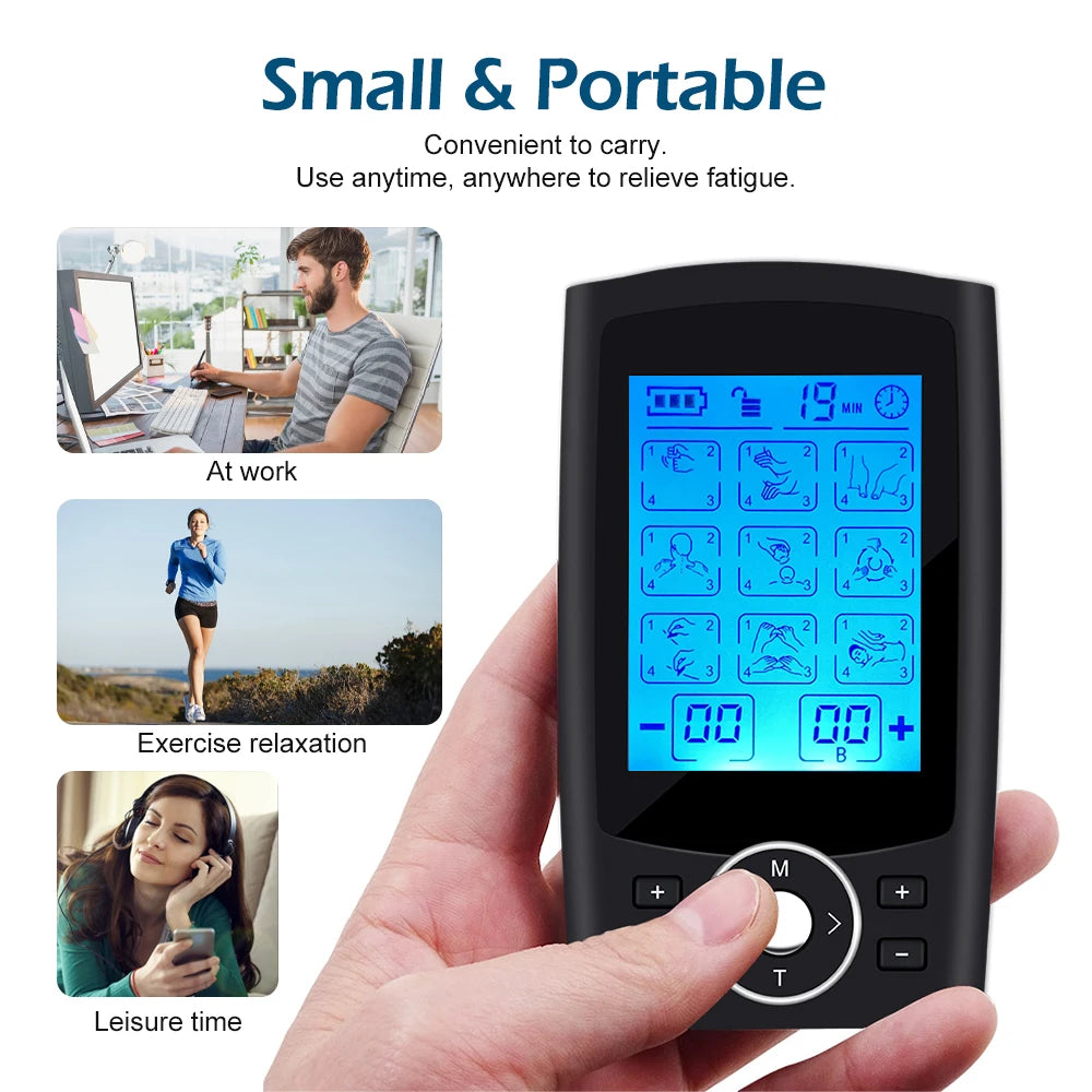 Electric Stimulation Massager Muscle EMS Therapy Pain Relief Adjustable Lightweight LCD Display