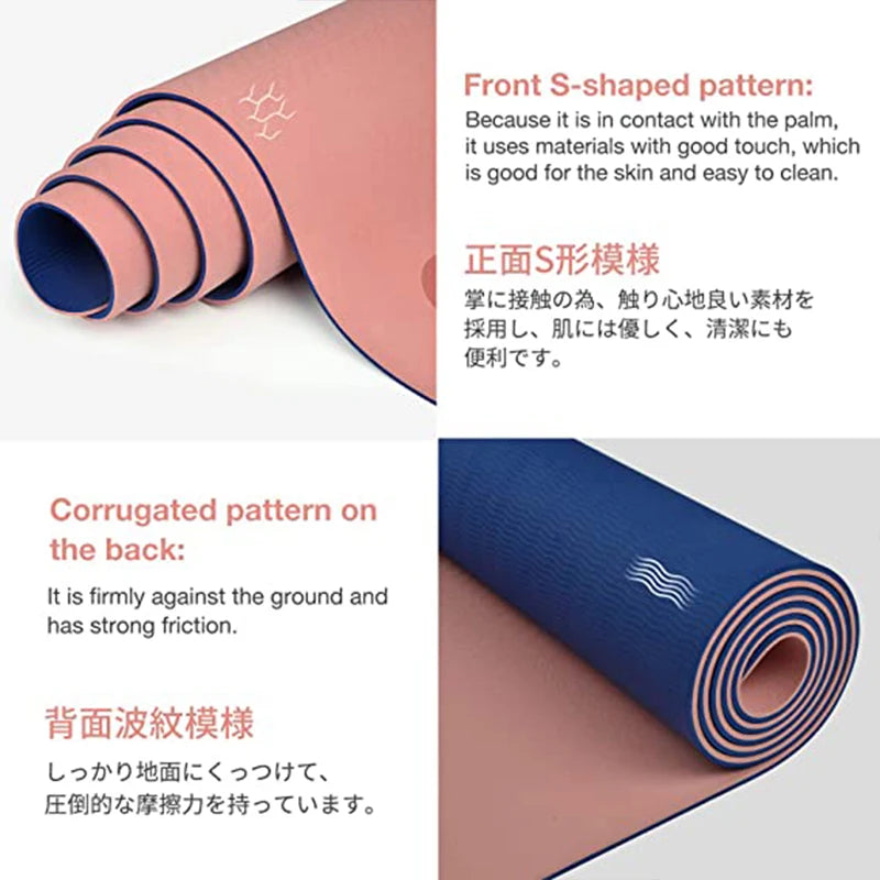 Thick Two-Color TPE Yoga Mat – Premium Fitness & Exercise Pad
