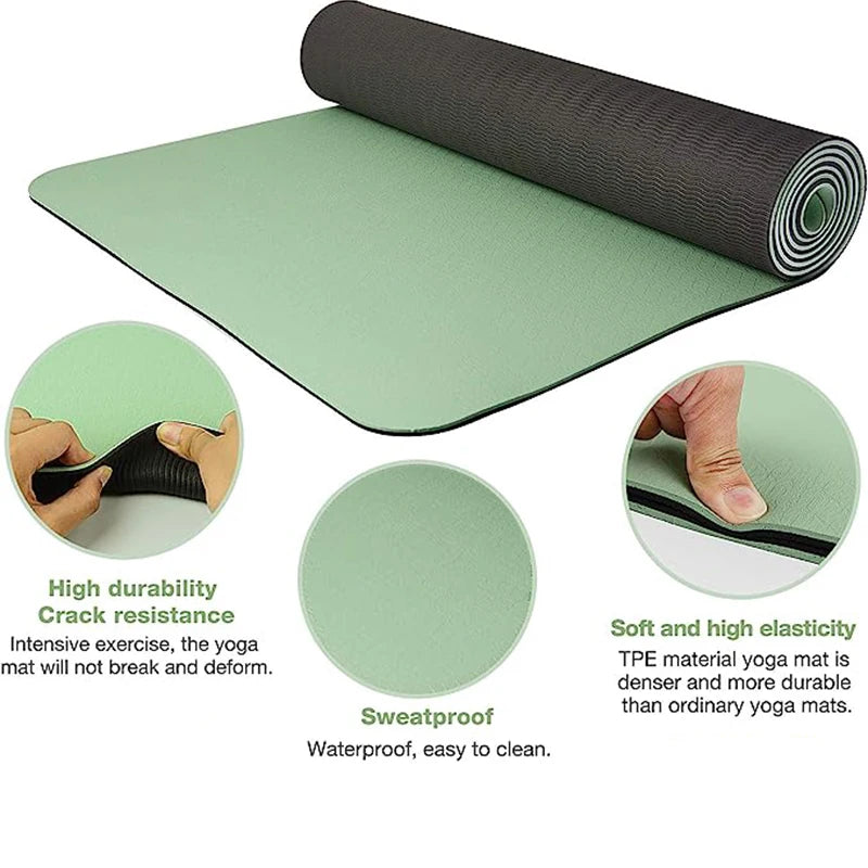 Thick Two-Color TPE Yoga Mat – Premium Fitness & Exercise Pad