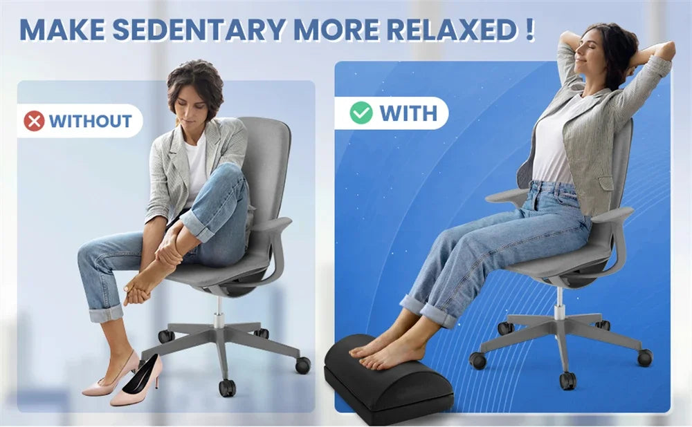 Under Desk Foot Rest Adjustable Height Memory Foam Foot Stool for Office Chair & Gaming Chair, Back & Hip Pain Relief