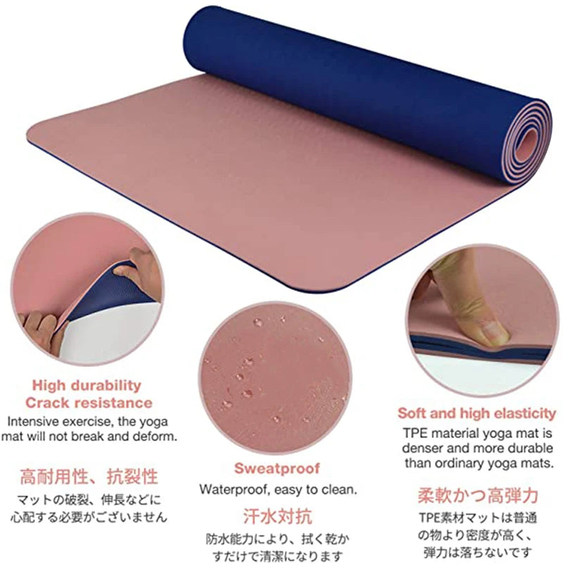 Thick Two-Color TPE Yoga Mat – Premium Fitness & Exercise Pad