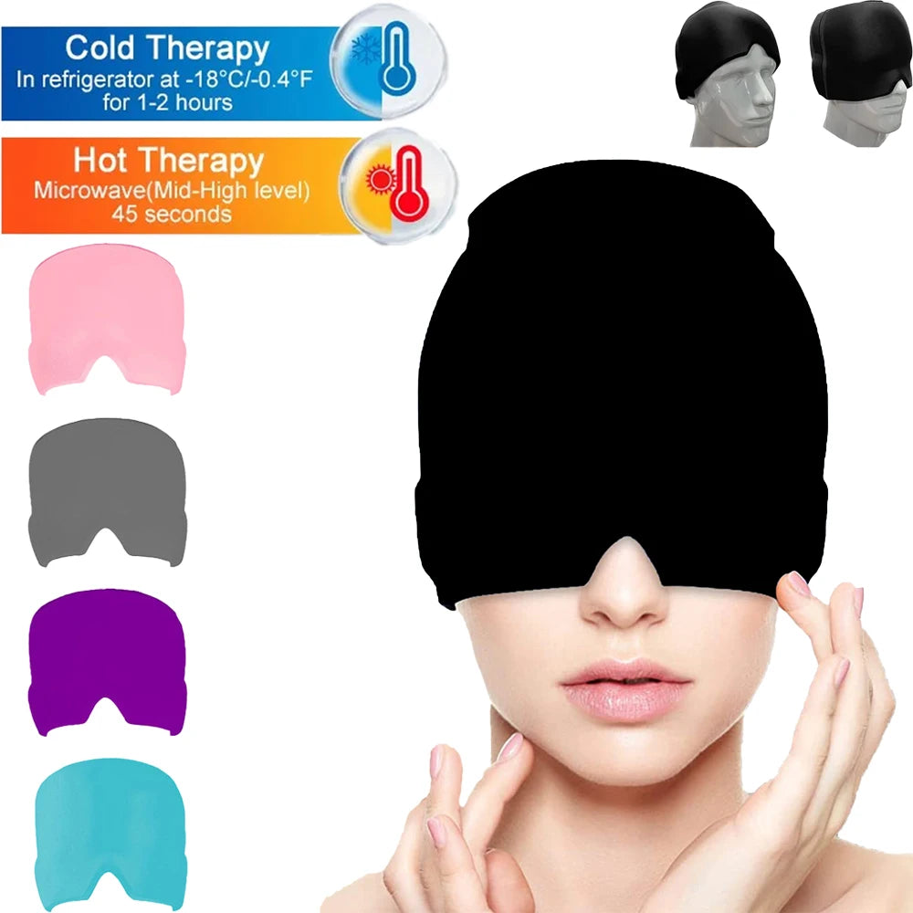 Form Fitting Gel Ice Headache Migraine Relief Hat Cold Compress Therapy Cap