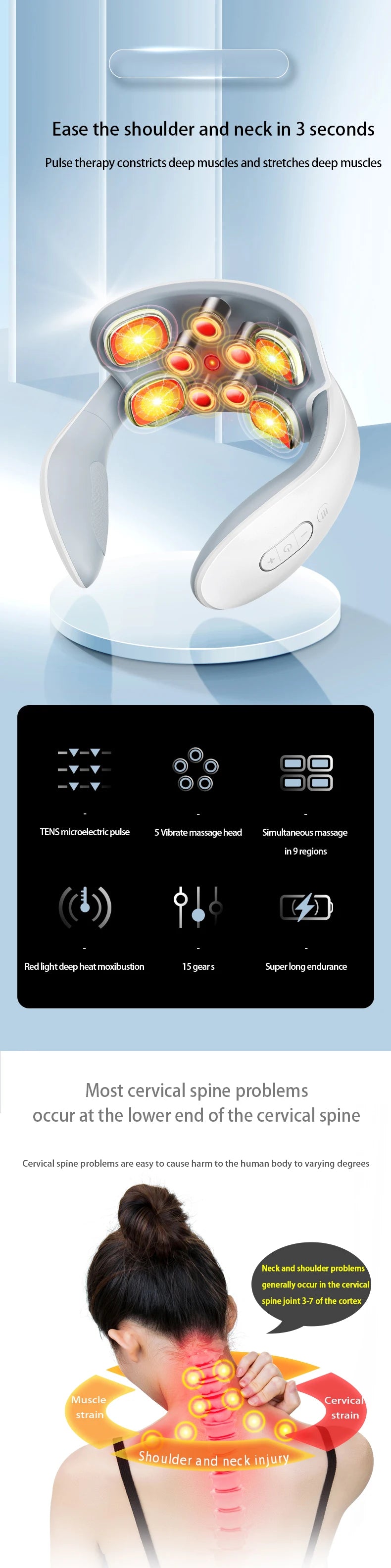 Smart Neck Massage Instrument Portable Shoulder Neck Massage Relieve Pain Muscle