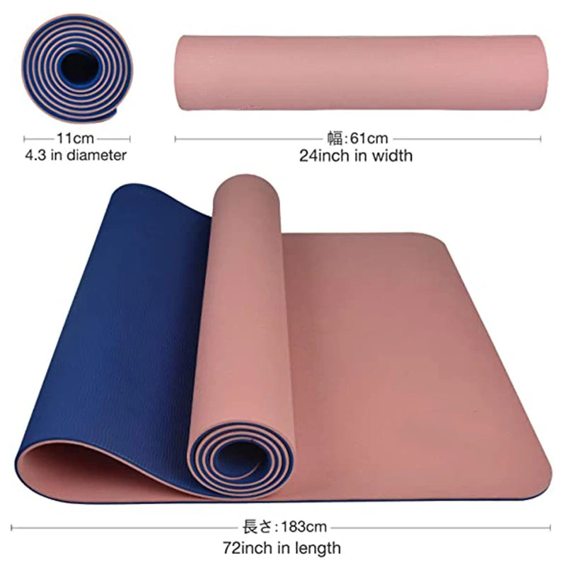 Thick Two-Color TPE Yoga Mat – Premium Fitness & Exercise Pad