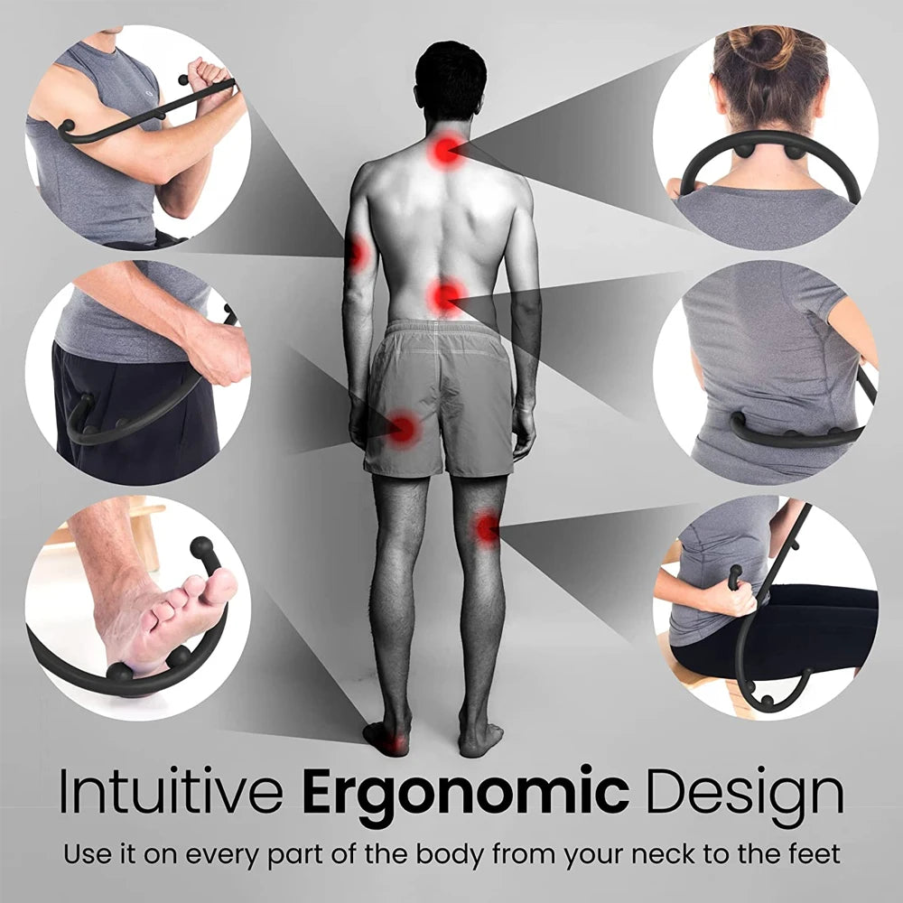 Back, Neck and Foot Neck Massager for Trigger Point Fibromyalgia Pain Relief and Self Massage Back Scratcher