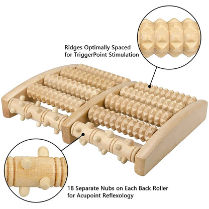 Wooden Foot Roller Wood Care Massage Reflexology Muscle Relax Massager