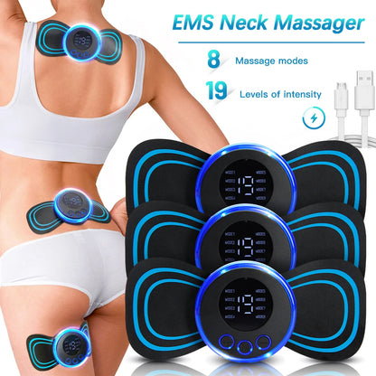 LCD Display EMS Neck Massage Electric Massager Portable Pain Relief and Muscle Stimulator