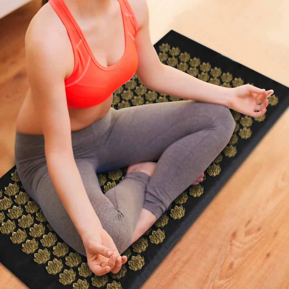 Lotus Spike Mat Acupuncture Massage Cushion for Neck Foot Back Yoga Acupressure Massage Mat