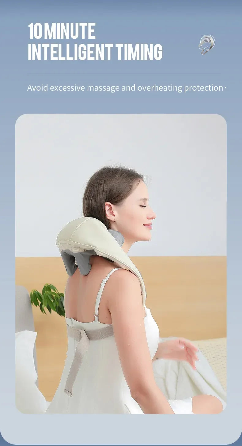 Shiatsu Back Neck Shoulder Massager Heated Kneading Neck And Shoulder Muscle Relaxing Massage Shawl