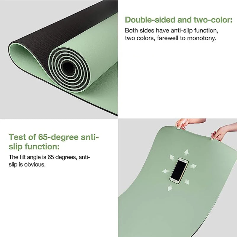 Thick Two-Color TPE Yoga Mat – Premium Fitness &amp; Exercise Pad