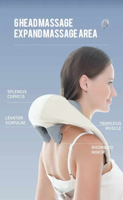 Shiatsu Back Neck Shoulder Massager Heated Kneading Neck And Shoulder Muscle Relaxing Massage Shawl