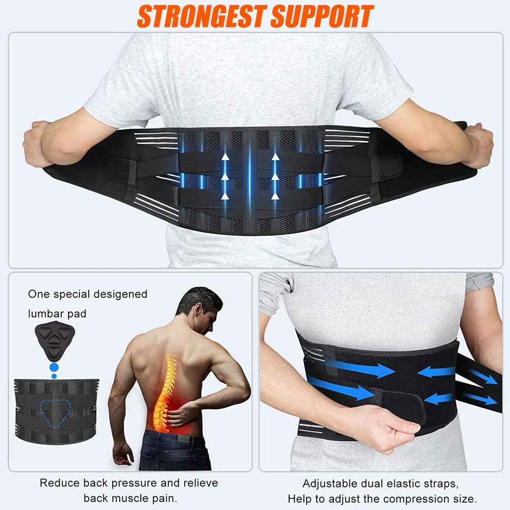 Back Brace for Lower Back Pain Lumbar Support for Heavy Lifting, Support Relief Sciatica, Herniated Disc