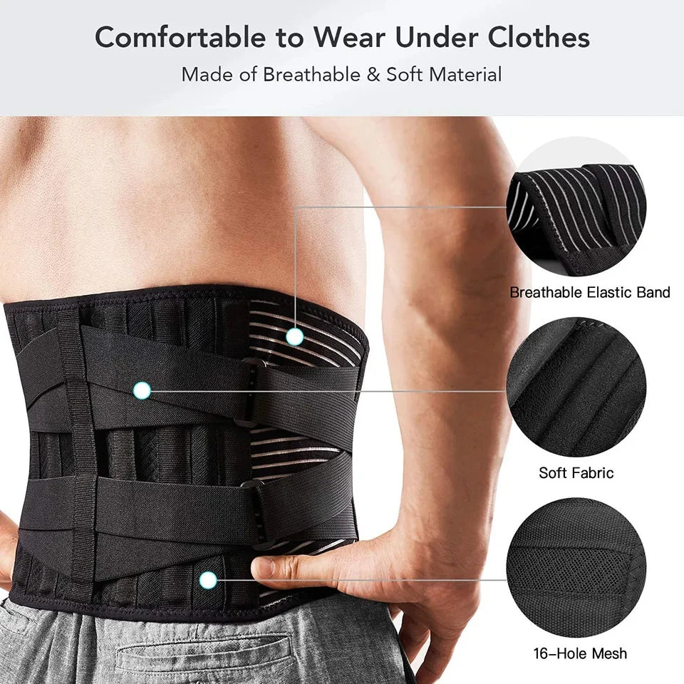 Back Brace Waist Belt Lower Back Pain Relief Breathable Anti-skid Spine Lumbar Support Belt