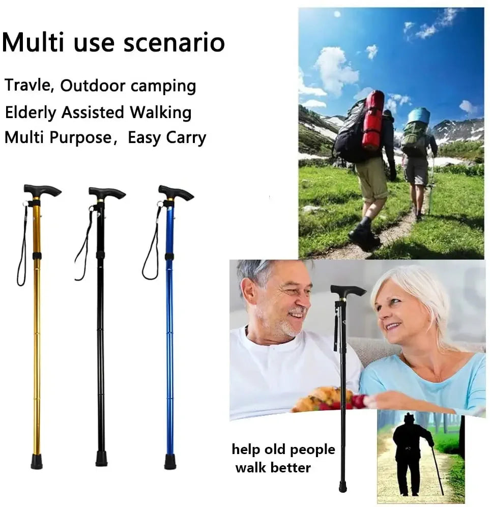 Multifunction Walking Stick Trekking Pole Telescopic Folding Hiking Stick Walking Cane