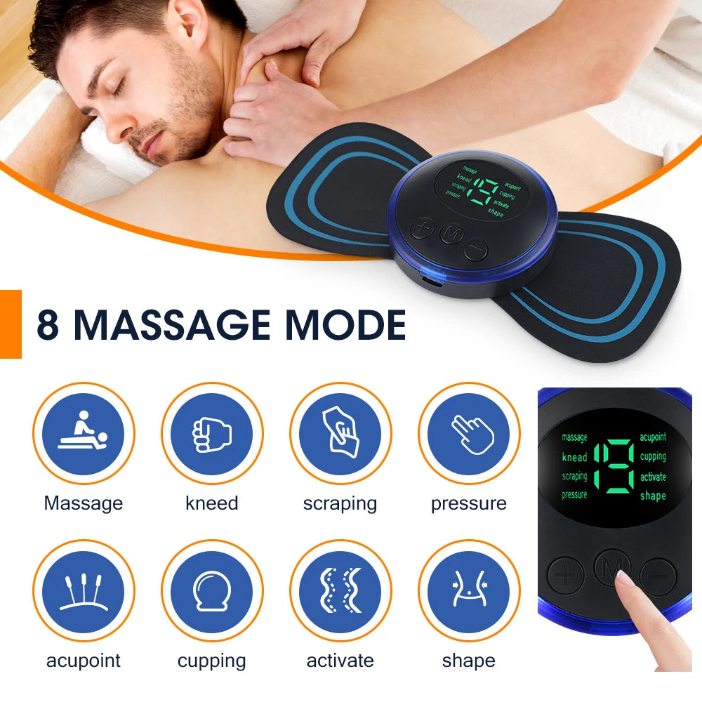 Electric Neck Back Massager Sticker Cervical Massage Patch EMS Body Massage Pain Relief