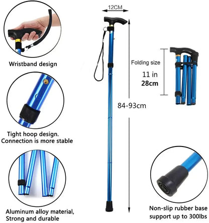 Multifunction Walking Stick Trekking Pole Telescopic Folding Hiking Stick Walking Cane