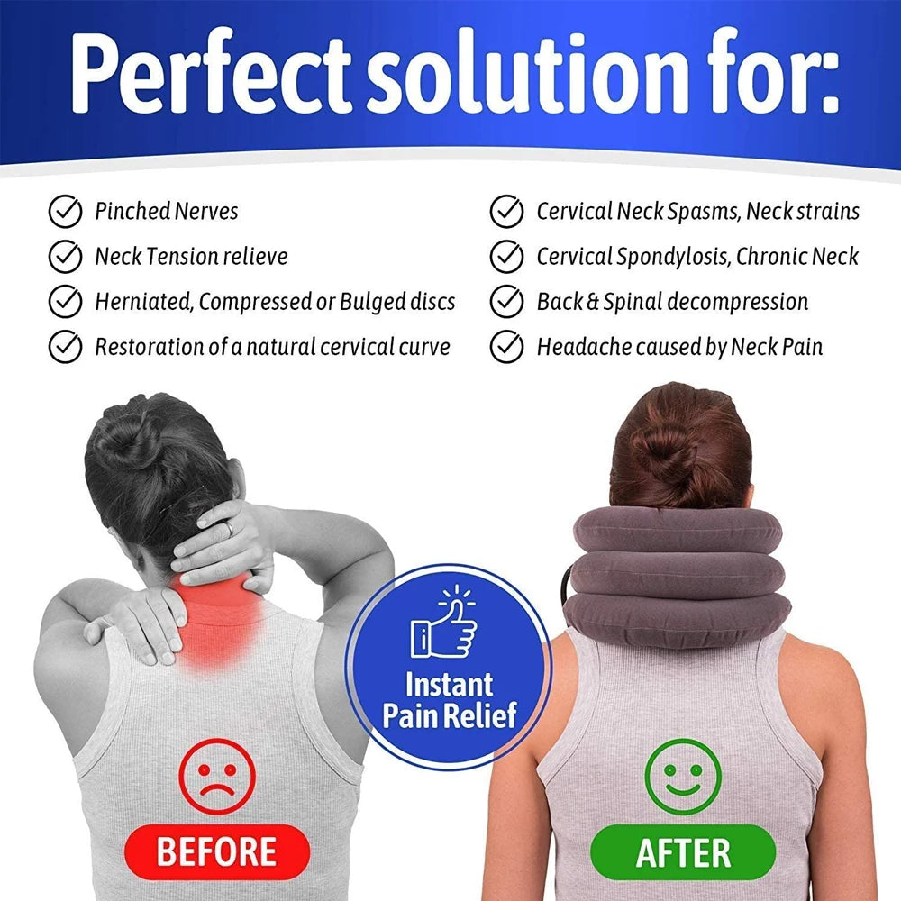 Inflatable Neck Stretcher Collar for Chronic Neck & Shoulder Alignment Pain