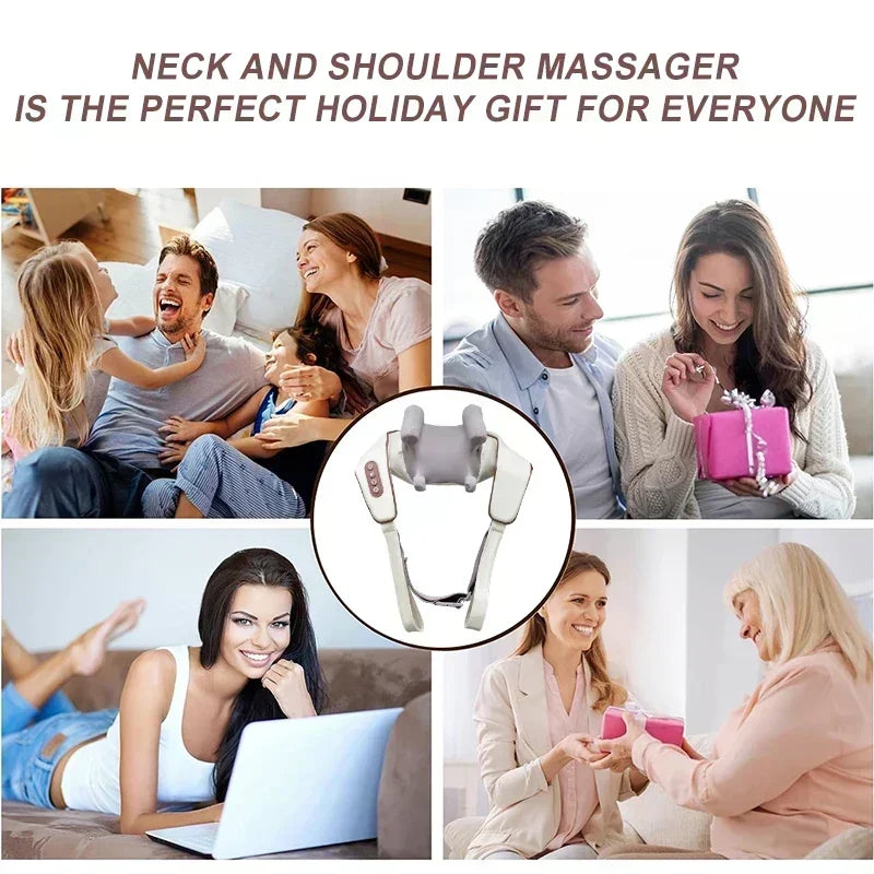 Shiatsu Back Neck Shoulder Massager Heated Kneading Neck And Shoulder Muscle Relaxing Massage Shawl