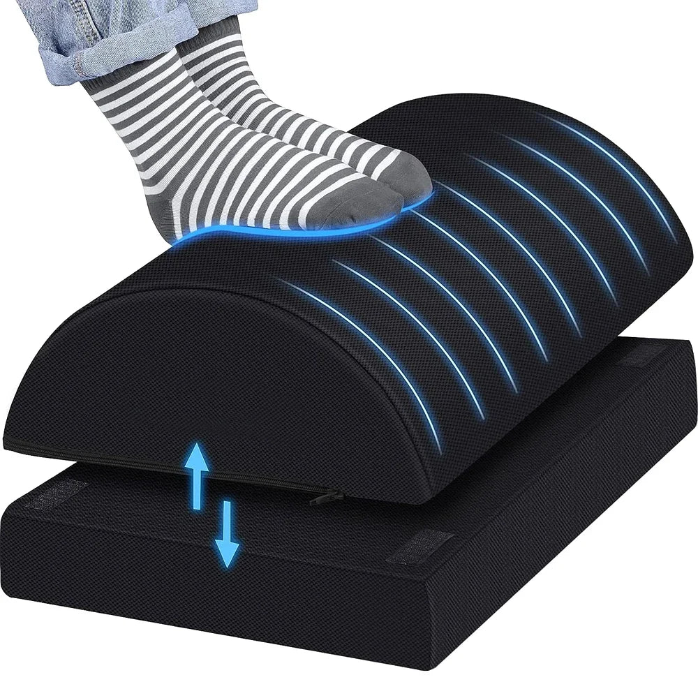 Under Desk Foot Rest Adjustable Height Memory Foam Foot Stool for Office Chair & Gaming Chair, Back & Hip Pain Relief