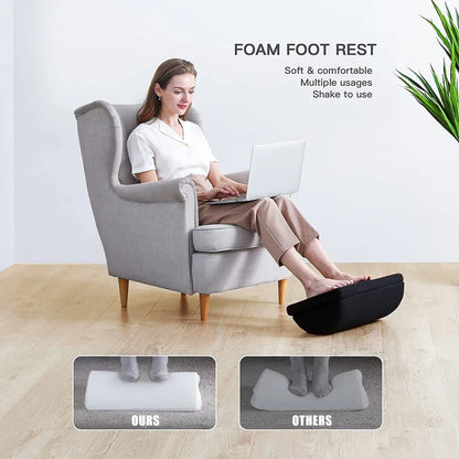 Under Desk Foot Rest Adjustable Height Memory Foam Foot Stool for Office Chair & Gaming Chair, Back & Hip Pain Relief