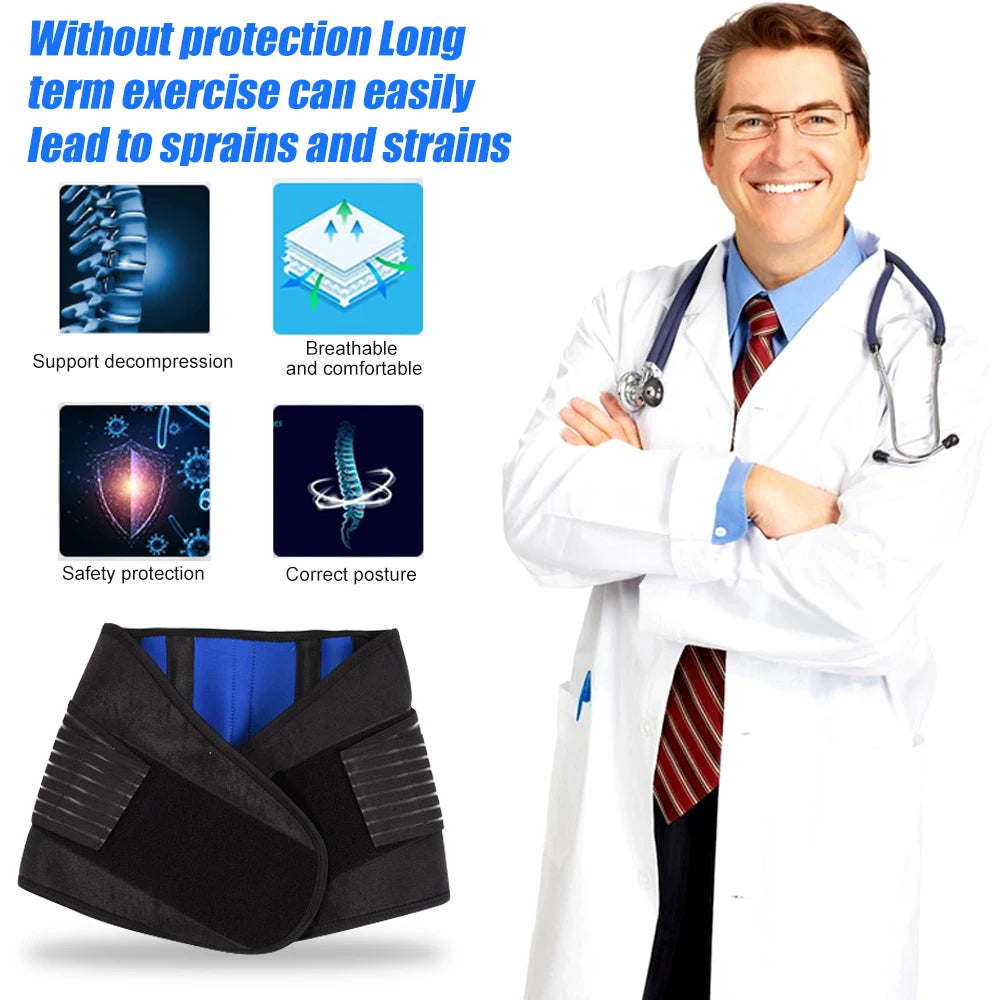 Adjustable Neoprene Double Pull Lumbar Support Lower Back Pain Relief Waist Band