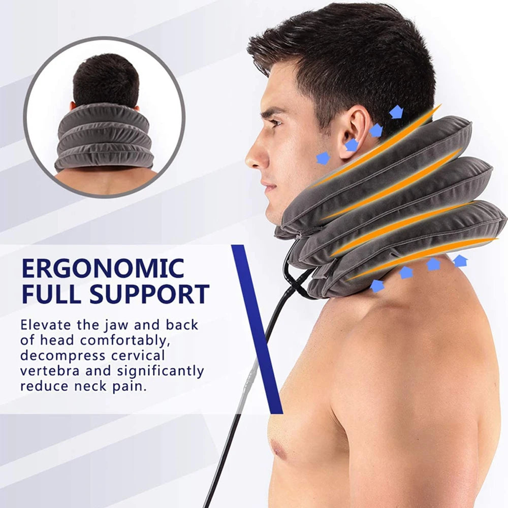 Inflatable Neck Stretcher Collar for Chronic Neck & Shoulder Alignment Pain