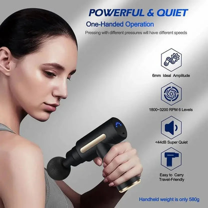 Portable Fascia Gun Tissue Massager Mini Lightweight Body Massage with LED Touch Screen